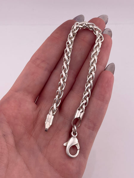sterling silver 7 3/8" wheat chain link bracelet