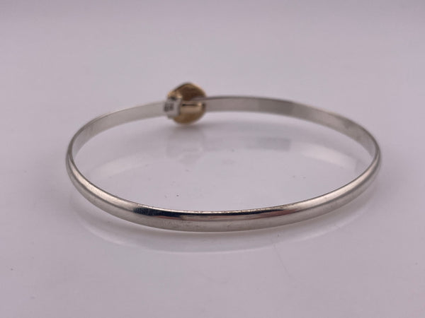 sterling silver & gold plated scallop shell hinge bangle bracelet