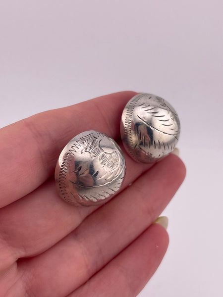sterling silver etched dome post earrings