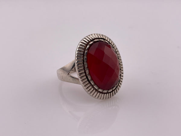 size 10 sterling silver faceted carnelian ring