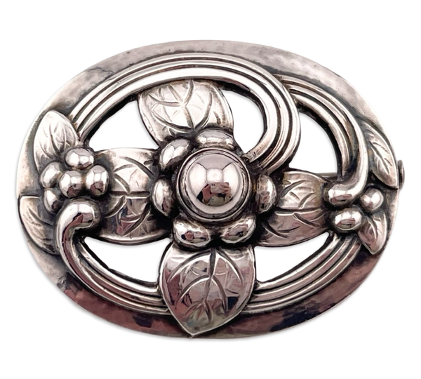 830 silver Georg Jensen Denmark 1915-1930s hallmark 138 flower brooch
