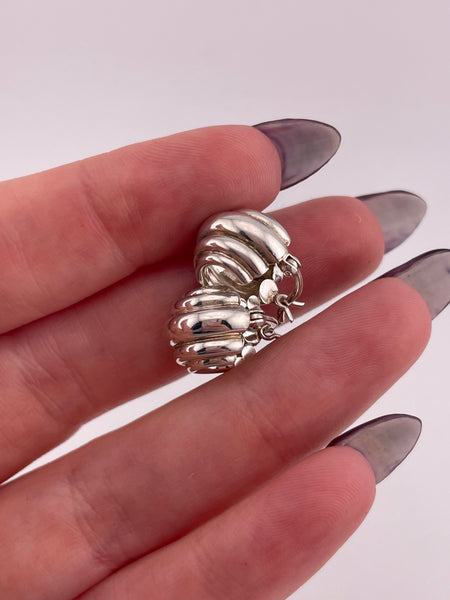 sterling silver 1/2" chunky huggie hoop earrings
