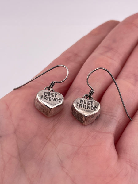 sterling silver "Best Friends" hook dangle earrings