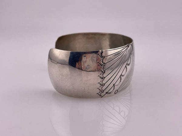 sterling silver 7" HL signed stamped cuff bracelet