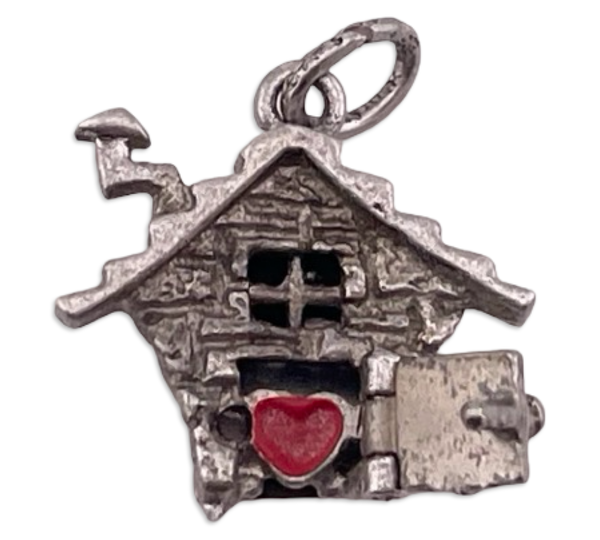 sterling silver home heart door pendant ***opens up***