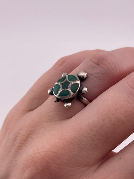 size 6.5 sterling silver turquoise turtle ring