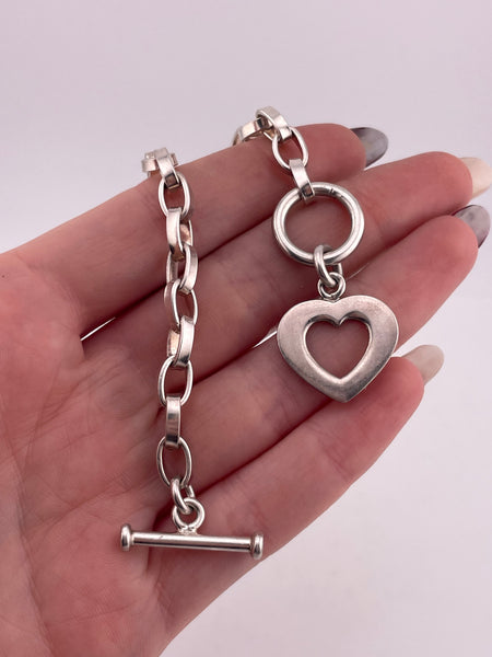 sterling silver 7-1/2" Silpada heart tag stoneless chain bracelet
