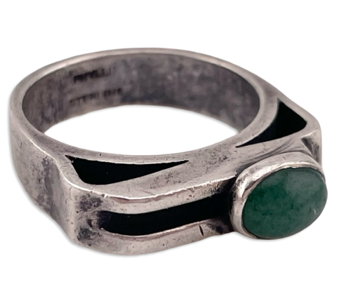 size 9.25 sterling silver modernist Phyllis Sklar aventurine ring