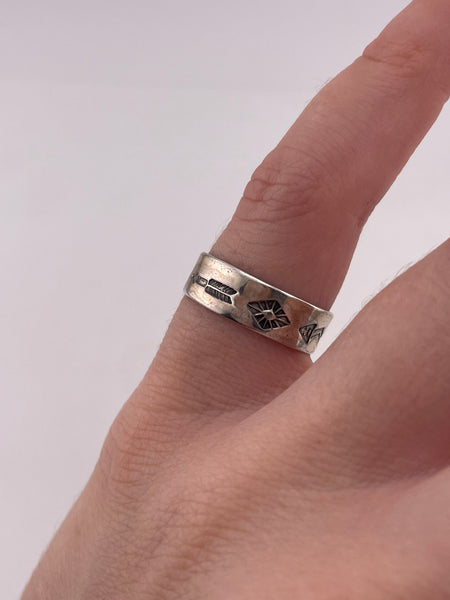 size 6 sterling silver rhodium plated Bell Trading Post stamped band ring