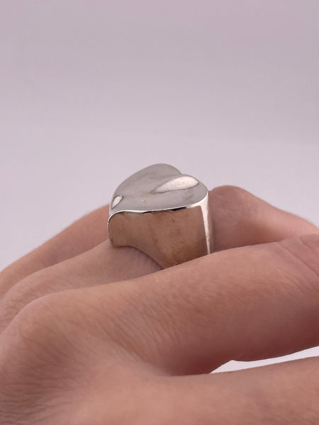 size 7 sterling silver stoneless chunky heavy heart ring