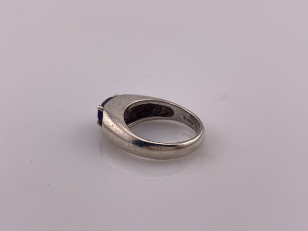 size 5.75 sterling silver east west faceted amethyst ring