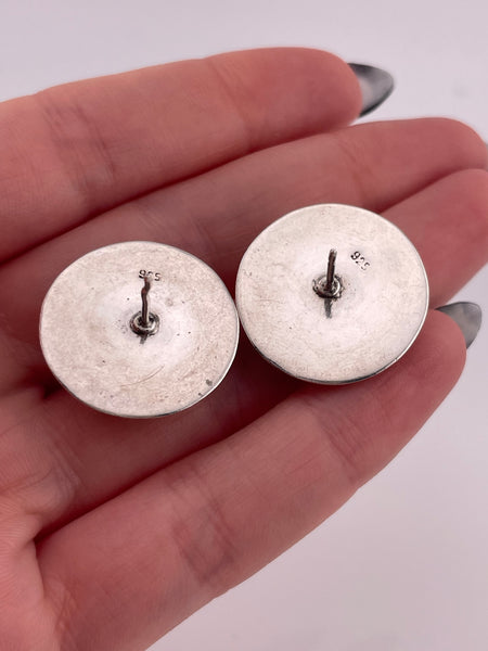 sterling silver round lapis post earrings