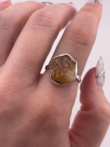 size 9 sterling silver raw citrine ring