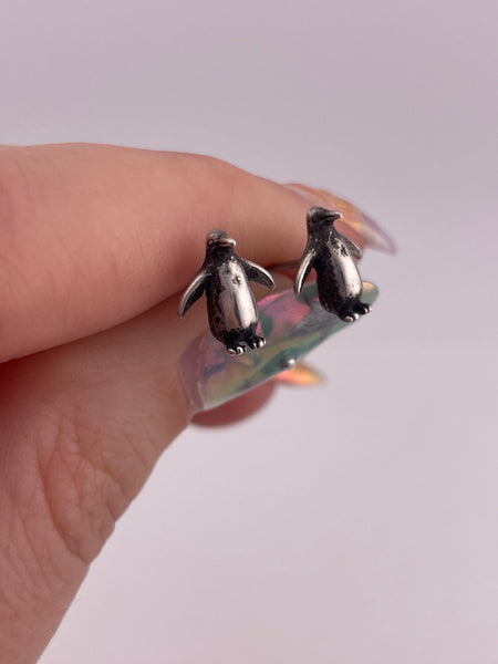 sterling silver penguin post stud earrings ***non-sterling posts***