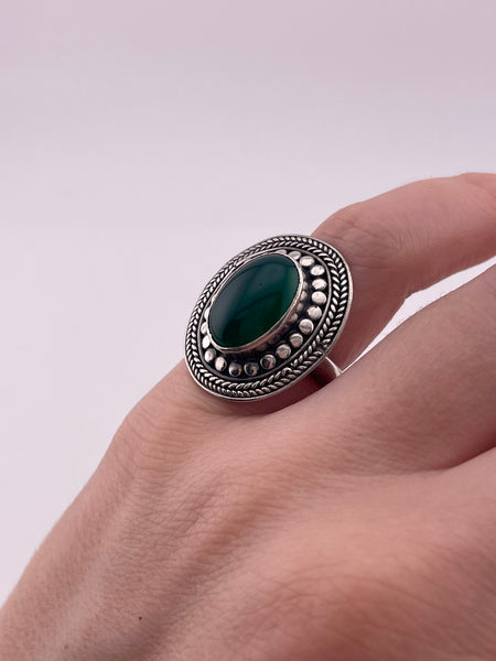 size 6.5 sterling silver green onyx ring