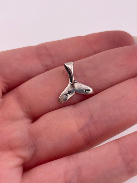 sterling silver small whale tail pendant