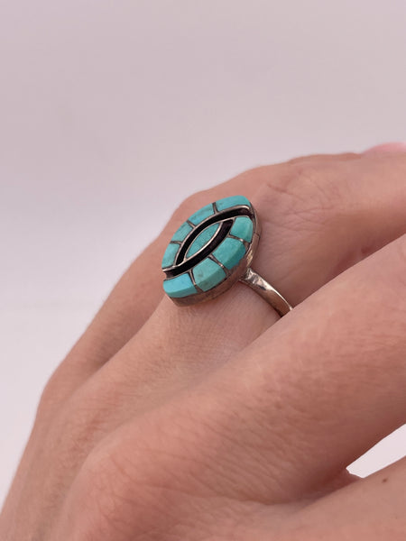 size 7.25 sterling silver turquoise 'hummingbird' ring