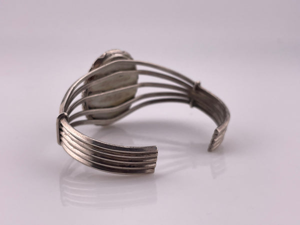 sterling silver 6-1/4" malachite cuff bracelet