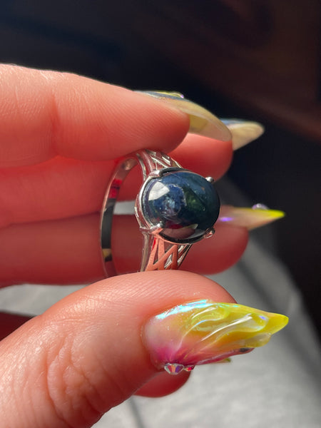 size 11.75 sterling silver synthetic star sapphire ring ***AS IS***