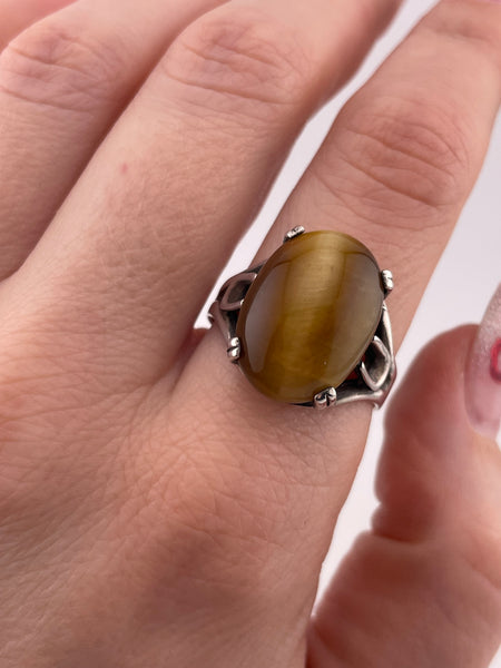 size 10.25 sterling silver tigers eye ring