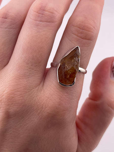 size 8.75 sterling silver raw citrine ring