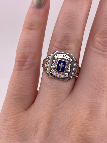 size 7.5 sterling silver S.P.S. school ring