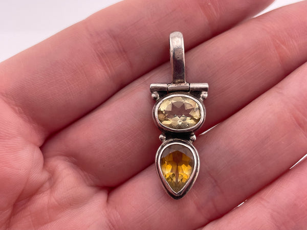 sterling silver faceted citrine & gemstone pendant