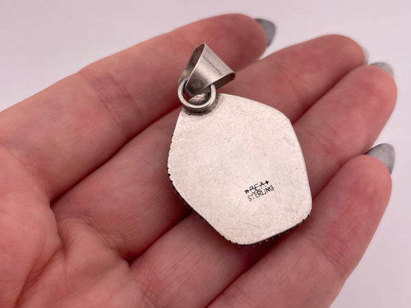 sterling silver Navajo Bea Johnson turquoise pendant