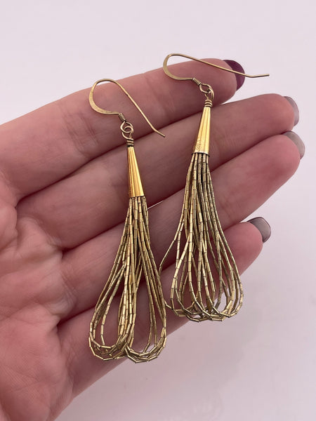 sterling silver gold wash liquid silver hook dangle earrings