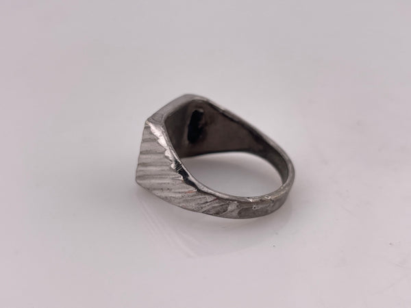 size 10 sterling silver rhodium plated 'DJ' initials signet ring