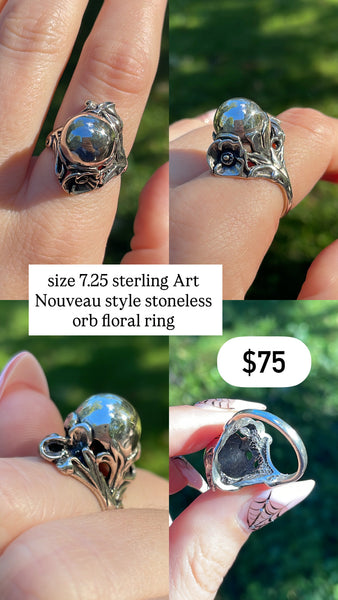 RESERVED PRIVATE LISTING -- sterling silver orb ring A21