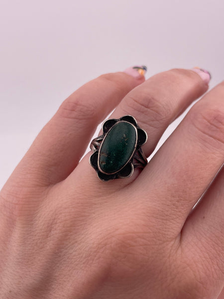 size 6 sterling silver green turquoise ring