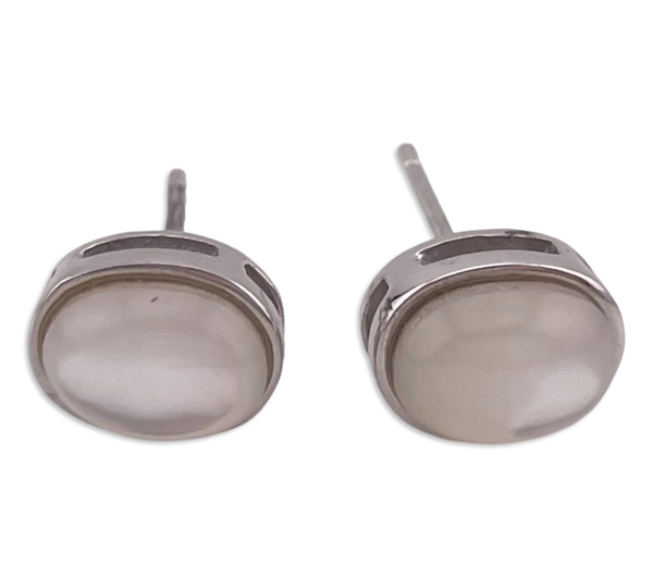 sterling silver oval mother of pearl post earrings