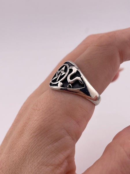 size 11.25 sterling silver pentagram pentacle star ring