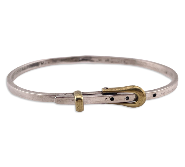 sterling silver & brass Mexican belt hinge bracelet