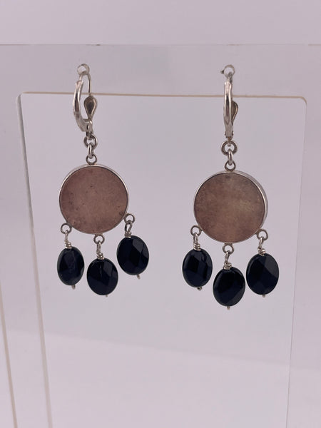 sterling silver Eiffel Tower facted plastic bead hook dangle earrings