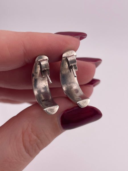 sterling silver Mexican modern L shaped chunky stoneless post earrings