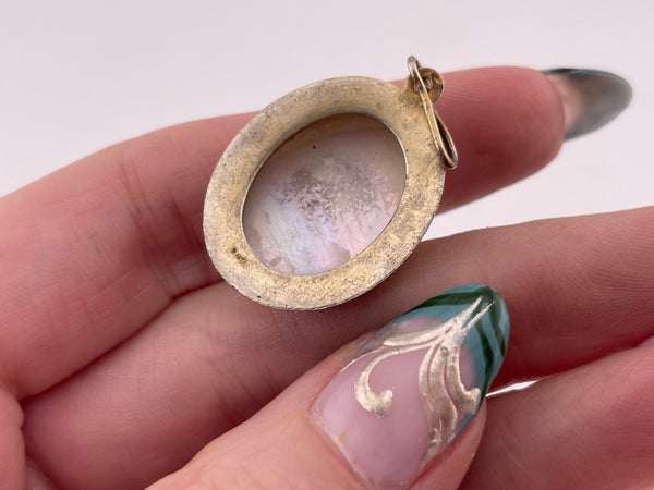 800 silver carved shell cameo pendant