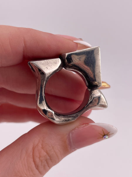 size 7 sterling silver heavy chunky stoneless modernist ring