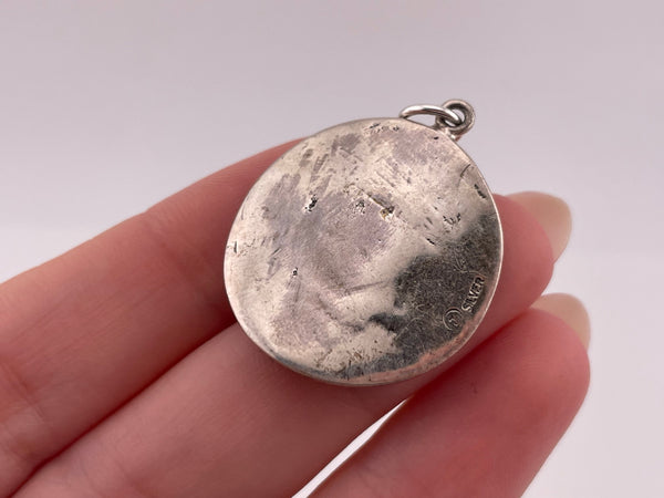 sterling silver lapis textured pendant