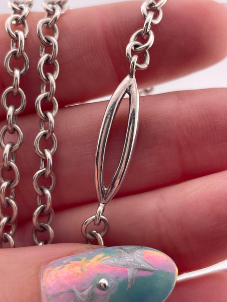 sterling silver 17-3/8" cable link spacer necklace