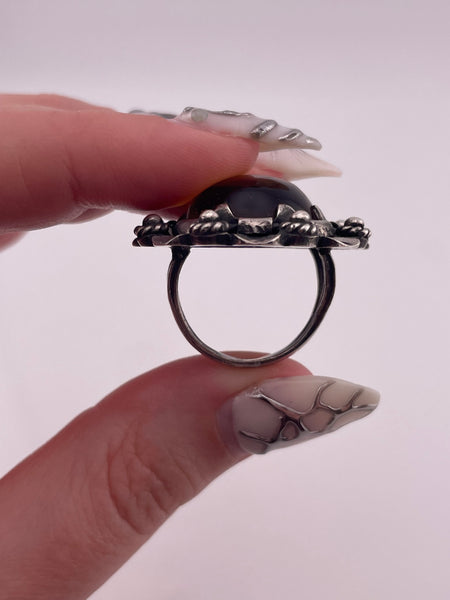 size 5 sterling silver large orange resin ring