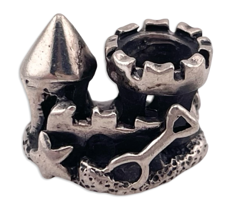 sterling silver sand castle bead charm pendant