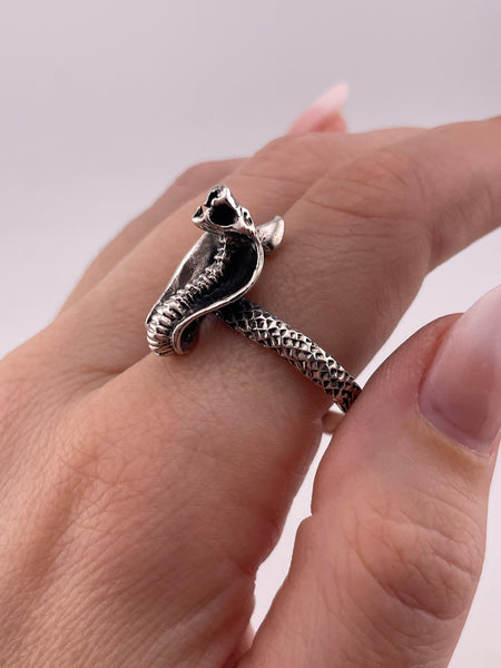 size 13 sterling silver cobra snake ring