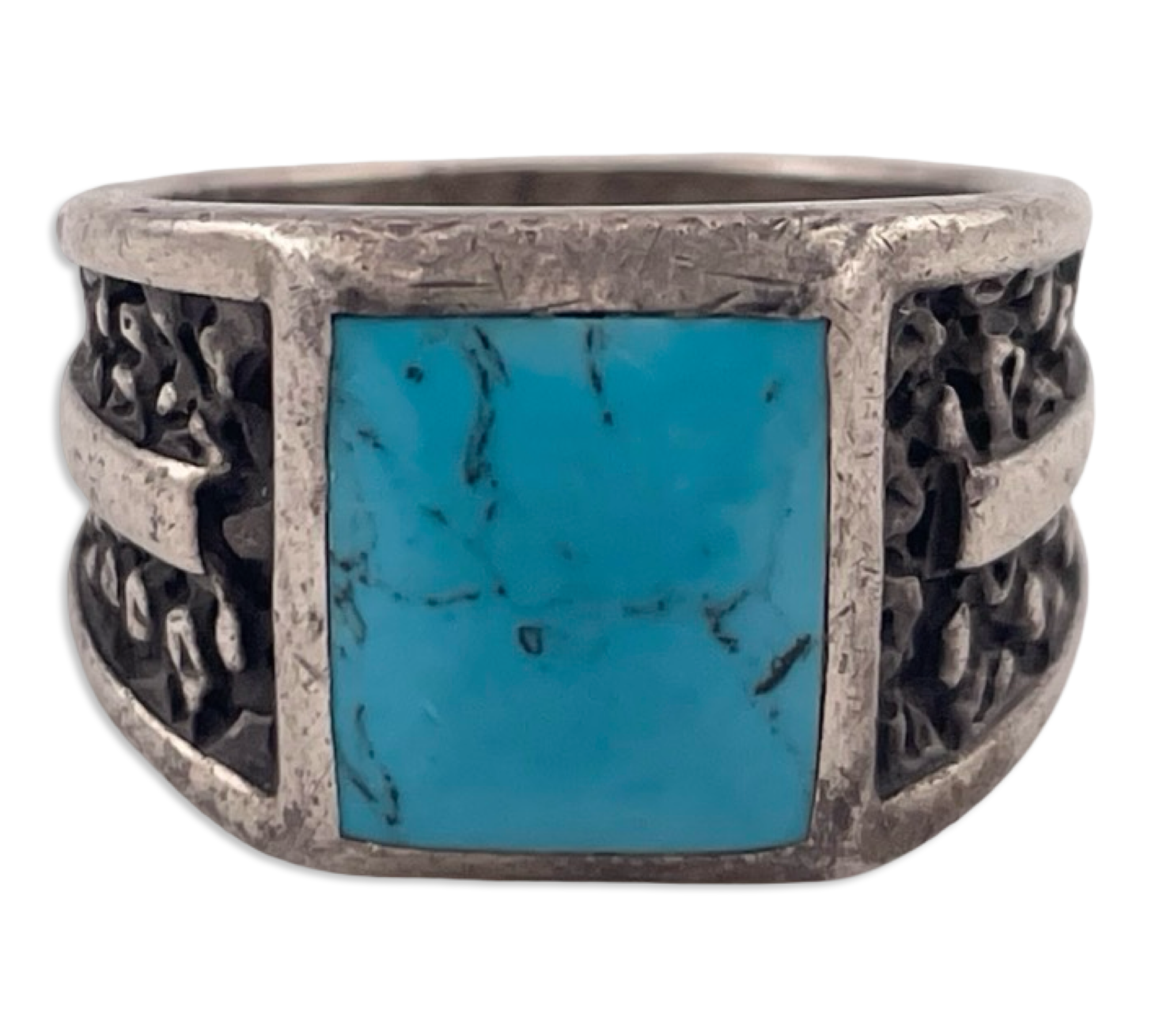 size 8.75 sterling silver stabilized turquoise textured ring