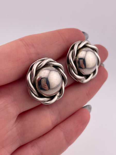 sterling silver heavy stoneless dome Mexican post earrings