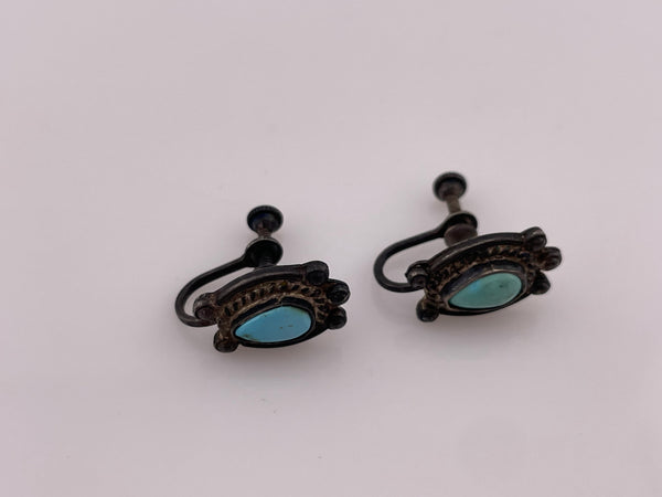 sterling silver turquoise screw-back earrings