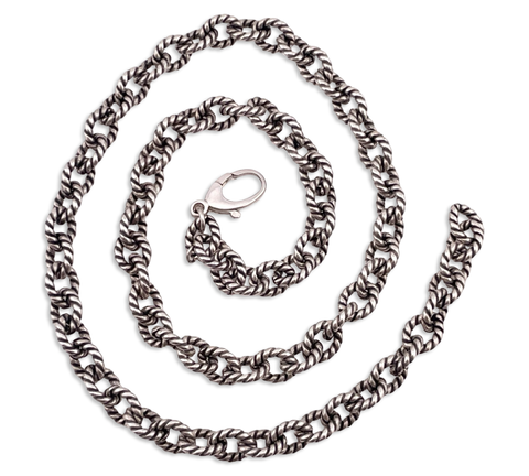 sterling silver 20" heavy 53.91 grams textured circle chain link necklace