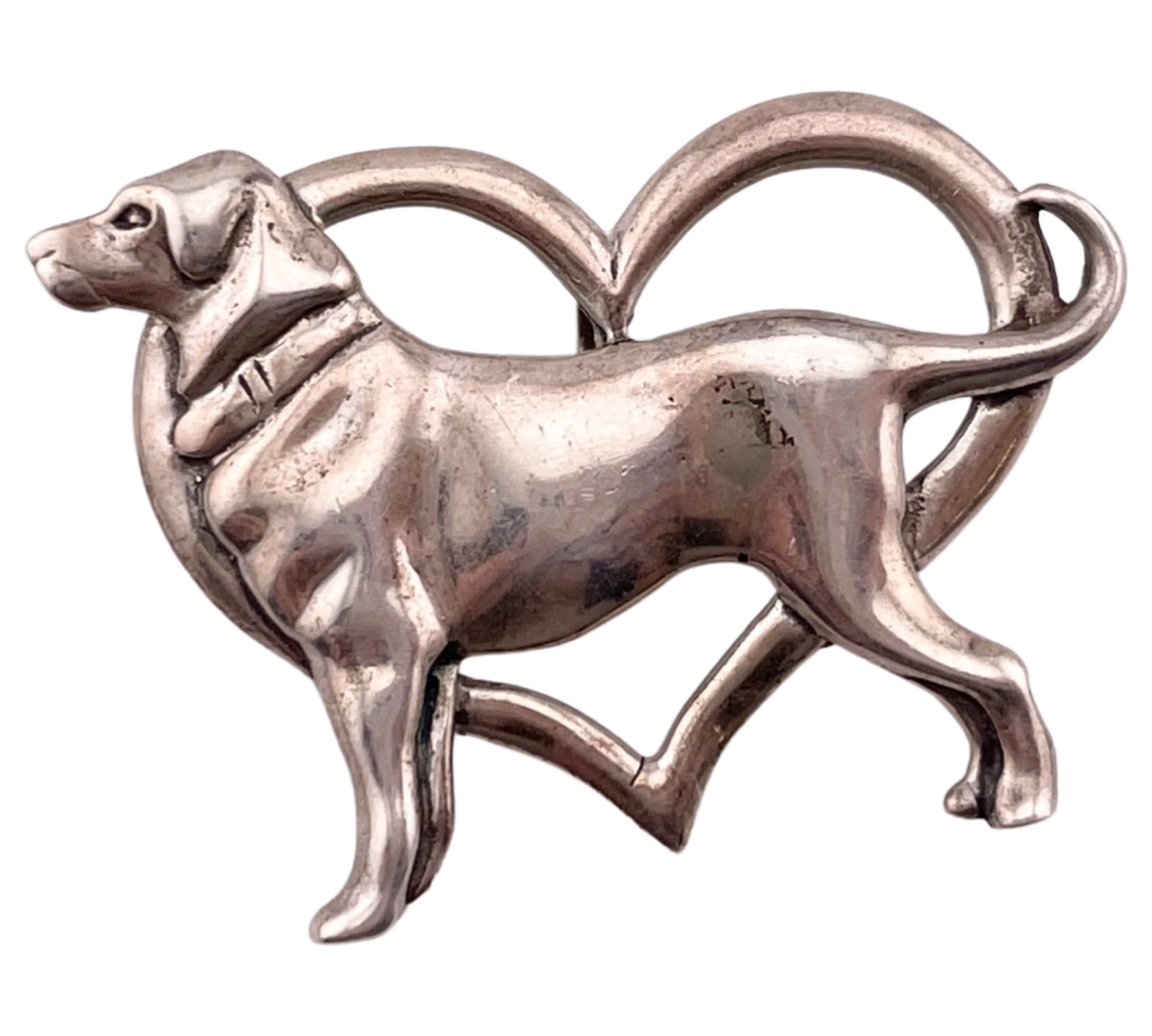sterling silver dog heart pendant