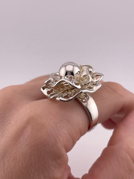 size 10 sterling silver flower ring